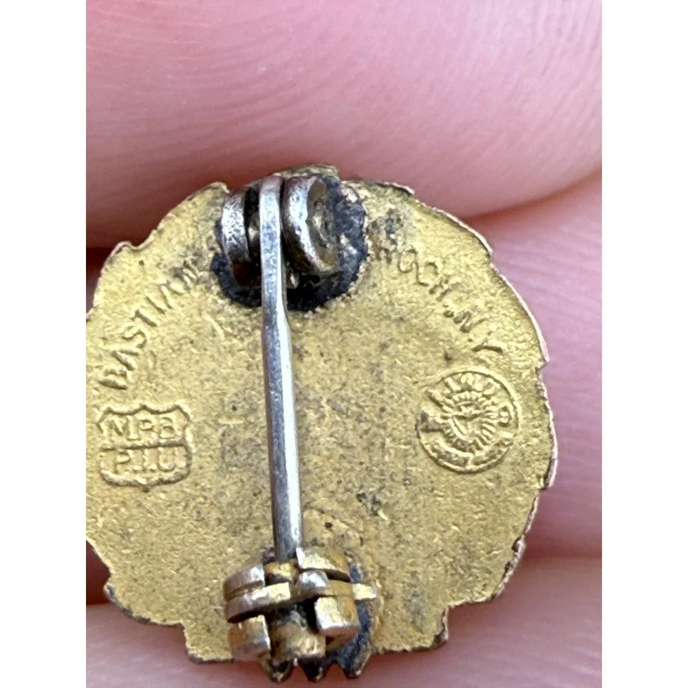 Vintage Bastian Bros UE Logo Pin Brooch Gold Tone Enamel Union Jewelry